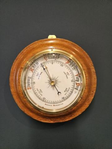 Antiques Victorian Turned Golden Oak Barometer at Sturmans Antiques barometers for sale 