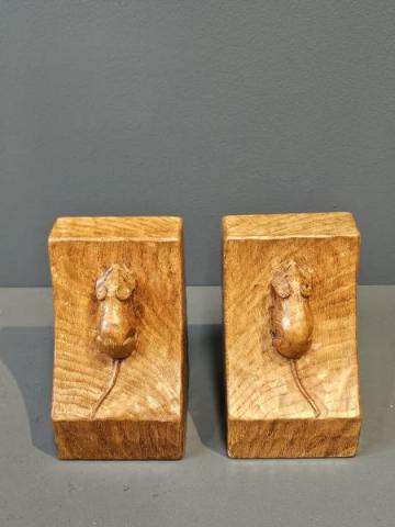 Pair of Thompson of Kilburn Mouseman Book Ends at Sturmans Antiques mouseman for sale