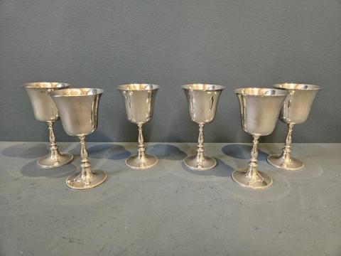Antique Set of Six Cast Silver Goblets at Sturmans Antiques silver for sale