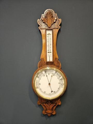 Antique Victorian Oak Banjo Barometer at Sturmans Antiques barometers for sale 