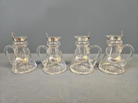 Antique Matching Hallmarked Set of 4 Whisky Noggins by John Grinsell & Sons of Birmingham at Sturmans Antiques silver and glassware for sale