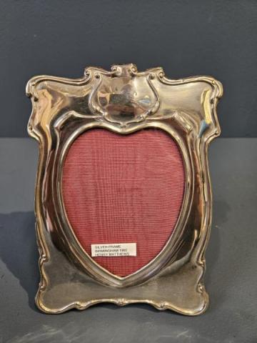 Antique Art Nouveau Heart Shaped Silver Photo Frame Henry Matthews of Brimingham at Sturmans Antiqeus Frames for Sale