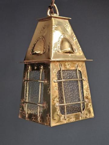 Antique Edwardian Arts & Crafts Brass Lantern at Sturmans Antiques lighting for sale