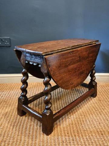 Antique George I Oak Drop Leaf Occasional Table at Sturmans Antiques furniture for sale