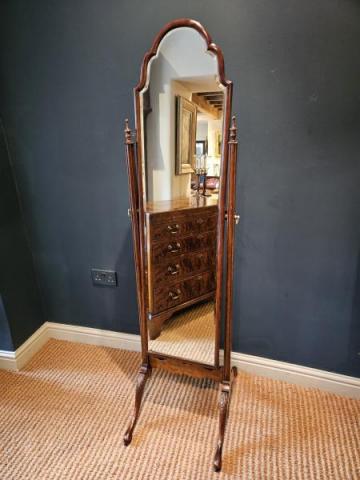 Antique Edwardian Walnut Cheval Mirror at Sturmans Antiques mirror for sale