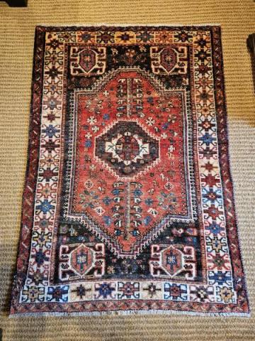 Antique Persian 'Shiraz' Wool Rug at Sturmans Antiques rug for sale