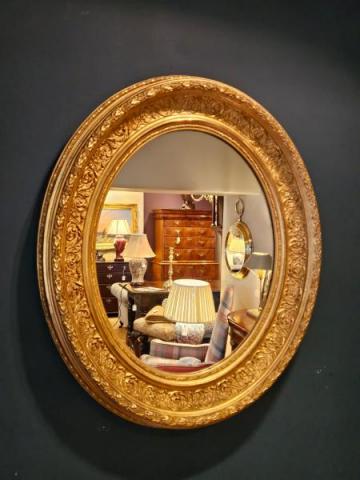 Antique Victorian Timber Gilt Oval Mirror at Sturmans Antiques mirror for sale