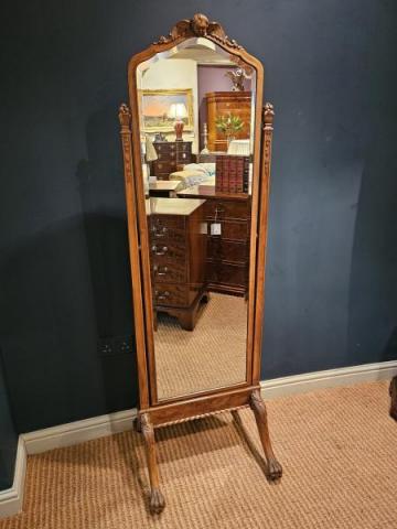 Antique Victorian Walnut Cheval Mirror at Sturmans Antiques mirror for sale