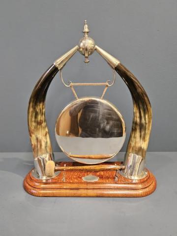 Antique Mid Victorian Highland Cattle Horn Dinner Gong at Sturmans Antiques desktop antiques for sale 