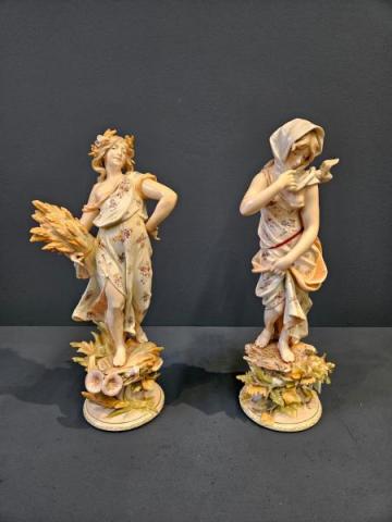 Antique Pair of Edwardian Figures at Sturmans Antiques art for sale