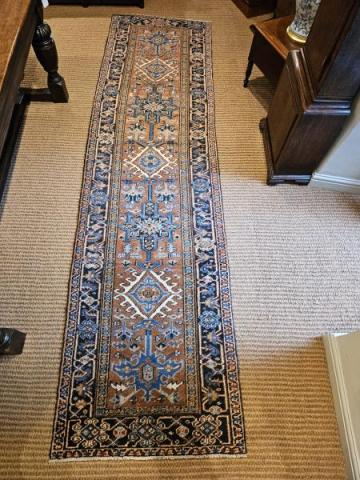 Antique 10' 6" Persian Wool Runner Rug at Sturmans Antiques rugs for sale
