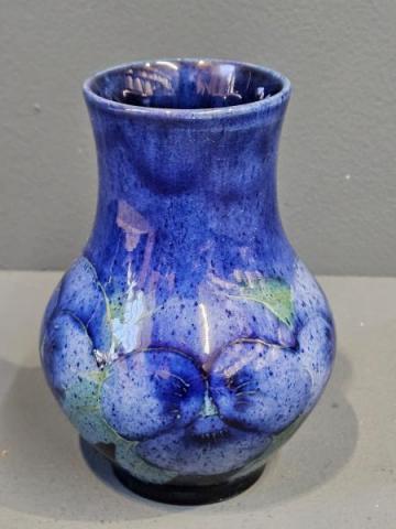 Antique Moorcroft Blue Speckled Pansy Vase at Sturmans Antiques Moorcroft for sale