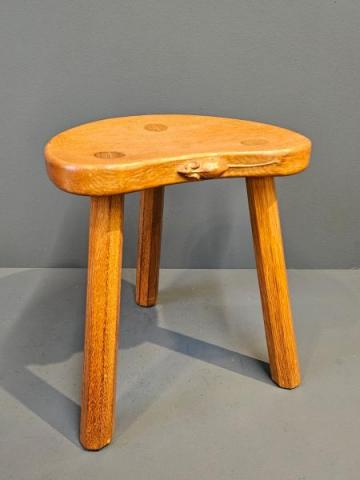Antique Thompsons of Kilburn Mouseman Adzed Oak Stool at Sturmans Antiques Mouseman for sale