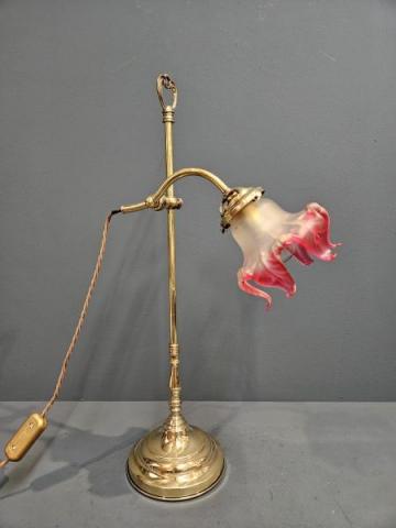 Antique Edwardian Brass Table Lamp and Shade at Sturmans Antiques lamps for sale