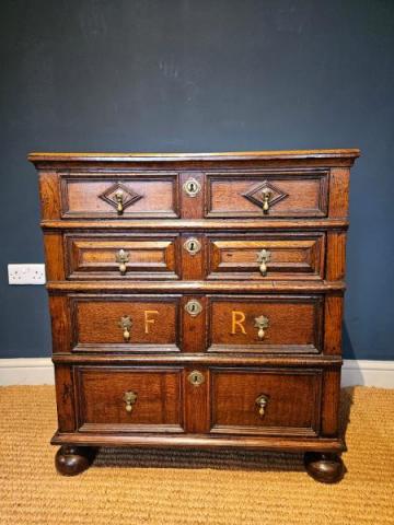 Antique Small William and Mary Period Oak Chest at Sturmans Antiques furniture for sale