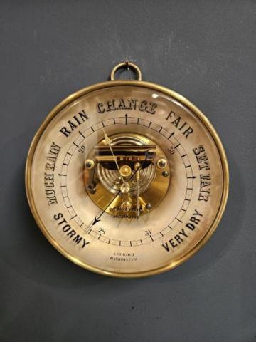Antique Large Skeletonised Dished Case Marine Barometer John Blake, Oxford St works, Accrington at Sturmans Antiques Barometer for sale