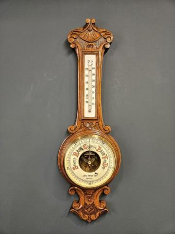 Antique Victorian Oak Banjo Barometer at Sturmans Antiques barometer for sale