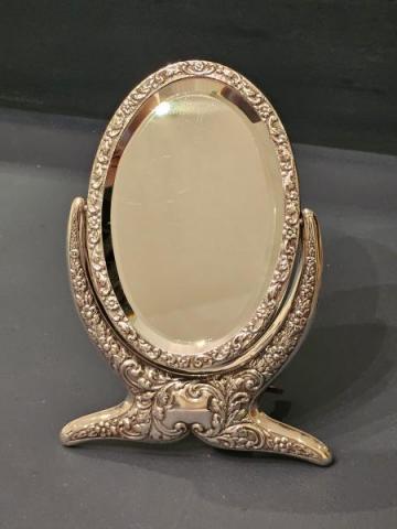 Antique Chester Silver Vanity Mirror by Arthur Johnson Smith of Chester at Sturmans Antiques mirror for sale