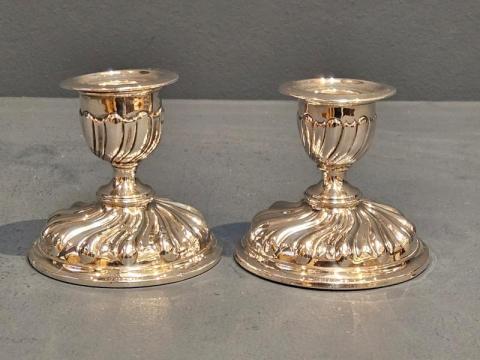 Antique Pair Of Victorian Silver Candlesticks by Horace Woodward & Co Ltd of London at Sturmans Antiques silver for sale
