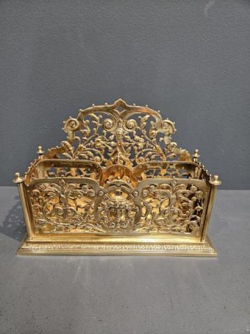 Antique Victorian Cast Brass Letter Rack at Sturmans Antiques metalware for sale