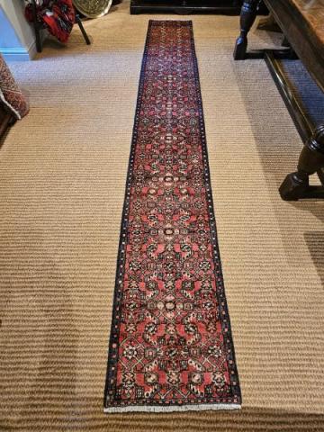 Antique 11' Persian Pure Wool Runner at Sturmans Antiques rugs for sale