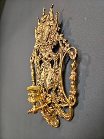 Antique Victorian Brass Wall Sconces at Sturmans Antiques metalware for sale 