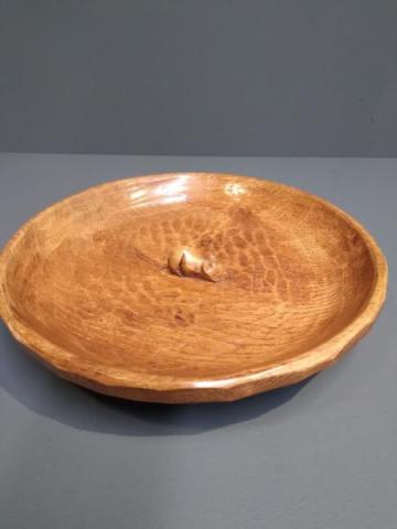 Antique Thompson's of Kilburn Mouseman Adzed Oak Bowl at Sturmans Antiques mouseman for sale 