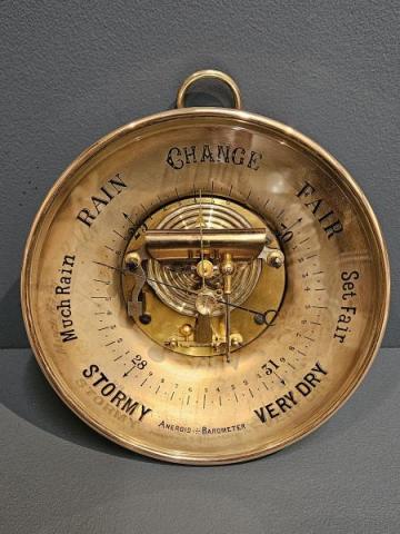 Antique Large Skeletonised Brass Cased Marine Barometer at Sturmans Antiques barometer for sale