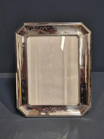 Antique Engraved Silver Portrait Sized Photo Frame by J W Benson Ltd of Birmingham at Sturmans Antiques photo frame for sale