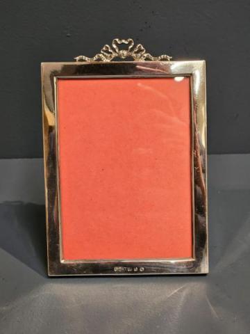 Antique Superior Quality Victorian Silver Ribbon and Box Crest Photo Frame by Edward Mander & Sons of Birmingham at Sturmans Antiques photo frame for sale