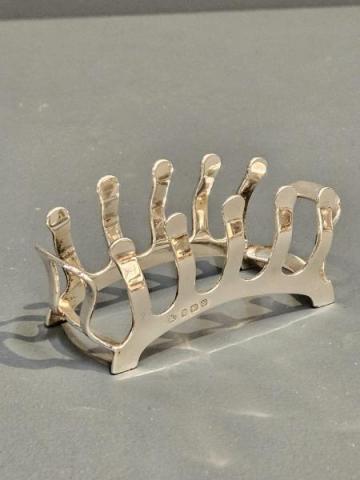 Antique Unusual Silver Wishbone Toast Rack by Adies Bros of Birmingham at Sturmans Antiques silver for sale