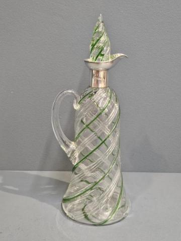 Antique Silver Mounted Claret Jug at Sturmans Antiques glassware for sale