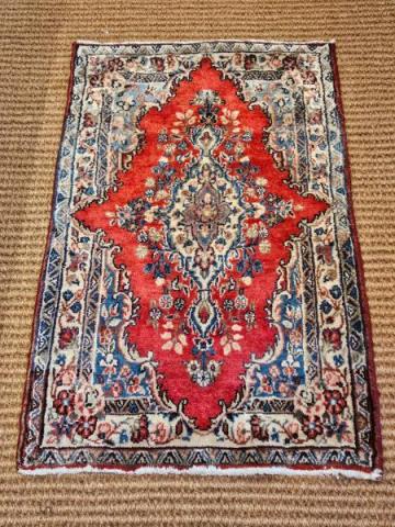 Antique Persian Hearth Sized Pure Wool Rug at Sturmans Antiques Rug for sale