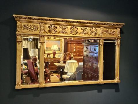 Antique Victorian Timber Gilt Over Mantel Mirror at Sturmans Antiques mirror for sale