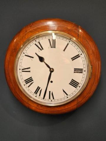 Antique Edwardian Walnut English Dial Clock at Sturmans Antiques clocks for sale