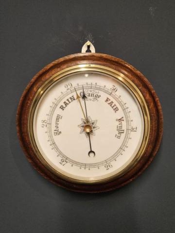 Antique Oak Aneroid Barometer at Sturmans Antiques barometer for sale