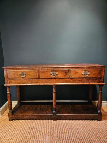 Antique Superb Small Proportioned George II Oak Open Pot Board Dresser at Sturmans Antiques Furniture for sale 