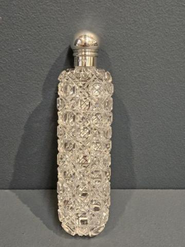 Antique Cut Crystal and Sliver Scent Flask by George Brace of London at Sturmans Antiques silver for sale