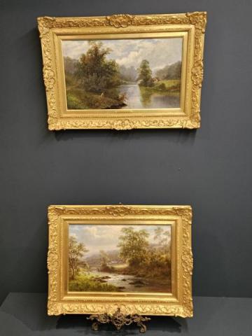 Antique Matching Pair of Oil on Canvas Paintings by William Mellor at Sturmans Antiques paintings for sale
