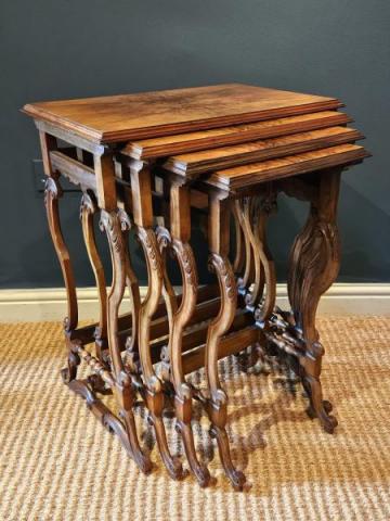 Antique Nest of Four Edwardian Walnut Occasional Tables at Sturmans Antiques furniture for sale