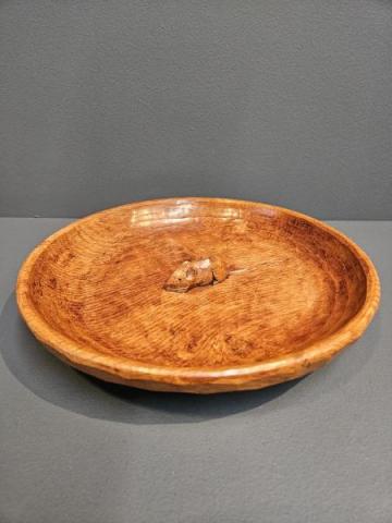 Superb Mouseman Burr Oak Shallow Bowl at Sturmans Antiques Mouseman for sale