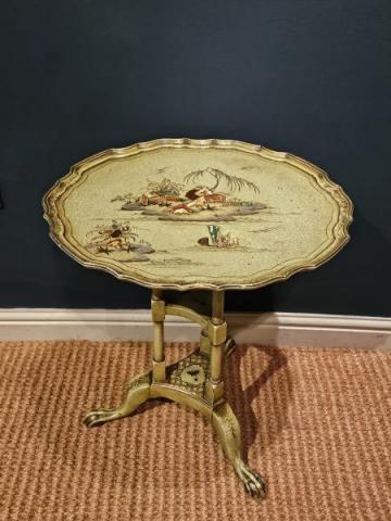 Antique Edwardian Green Chinoiserie Tripod Table at Sturmans Antiques furniture for sale