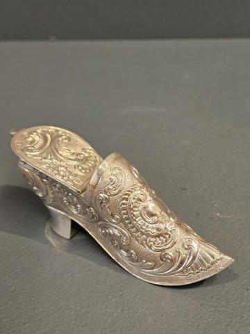 Antique Victorian Silver Shoe Trinket Box by Berthold Muller of Sturmans Antiques silver for sale