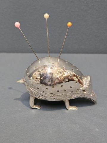 Antique Large Silver Hedgehog Pin Cushion at Sturmans Antiques silver for sale
