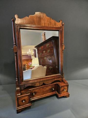 Antique Superb George III Mahogany Toilet Mirror at Sturmans Antiques mirror for sale 