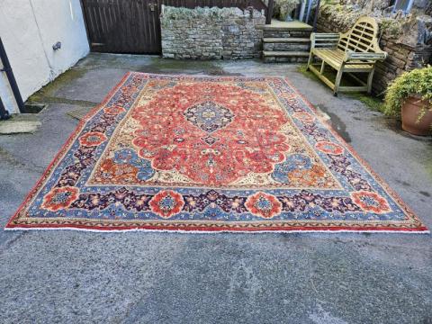 Antique Fine Quality 13' x 10' Persian Pure Wool Rug at Sturmans Antiques rugs for sale