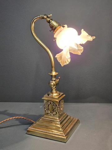 Antique Late Victorian Solid Brass Adjustable Reading Lamp at Sturmans Antiques lighting for sale