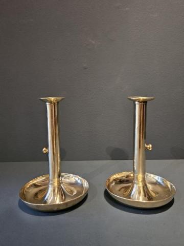 Antique Pair of Late Georgian Brass Candlesticks at Sturmans Antiques metalware for sale