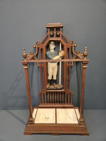 Antique Unusual Edwardian 'Football' Cast Iron Stick Stand at Sturmans Antiques furniture for sale