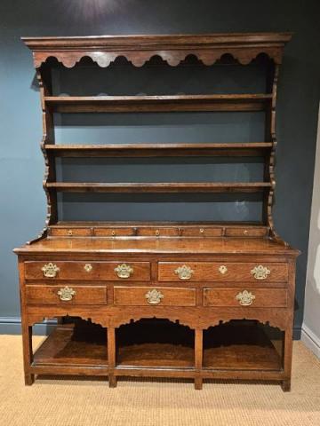Antique Superb George II Oak Dresser and Rack at Sturmans Antiques furniture for sale